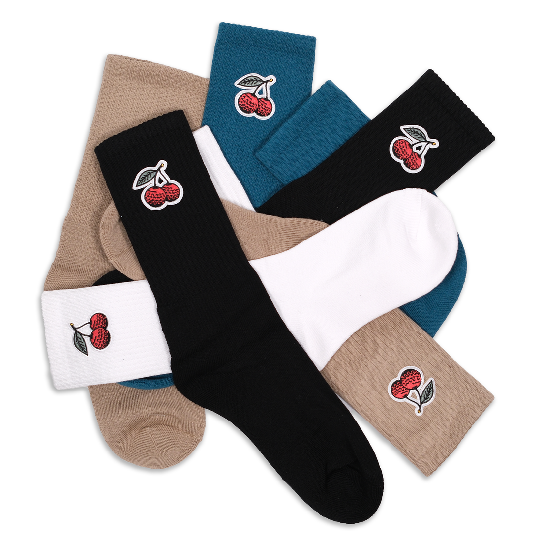 Cherries Sock - Teal