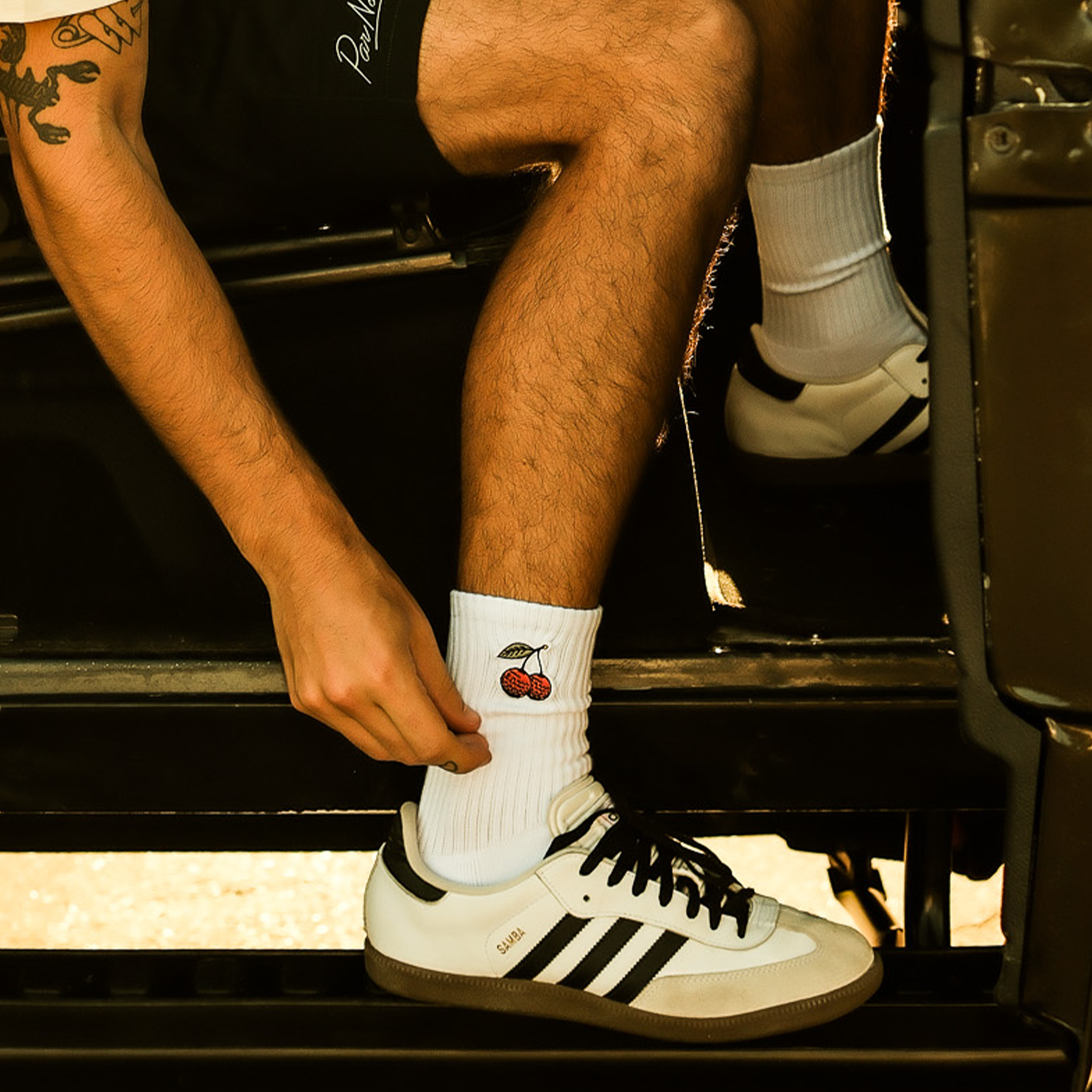 Cherries Sock - White